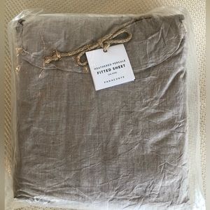 Parachute Heather Percale FITTED Sheet - CAL KING, Light Tan.